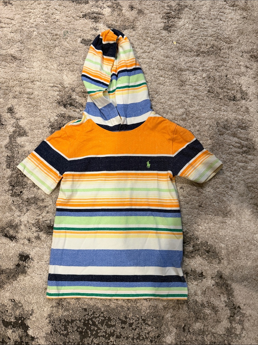 Polo by Ralph Lauren Orange, Blue & Green Striped Hooded Tee - Kids